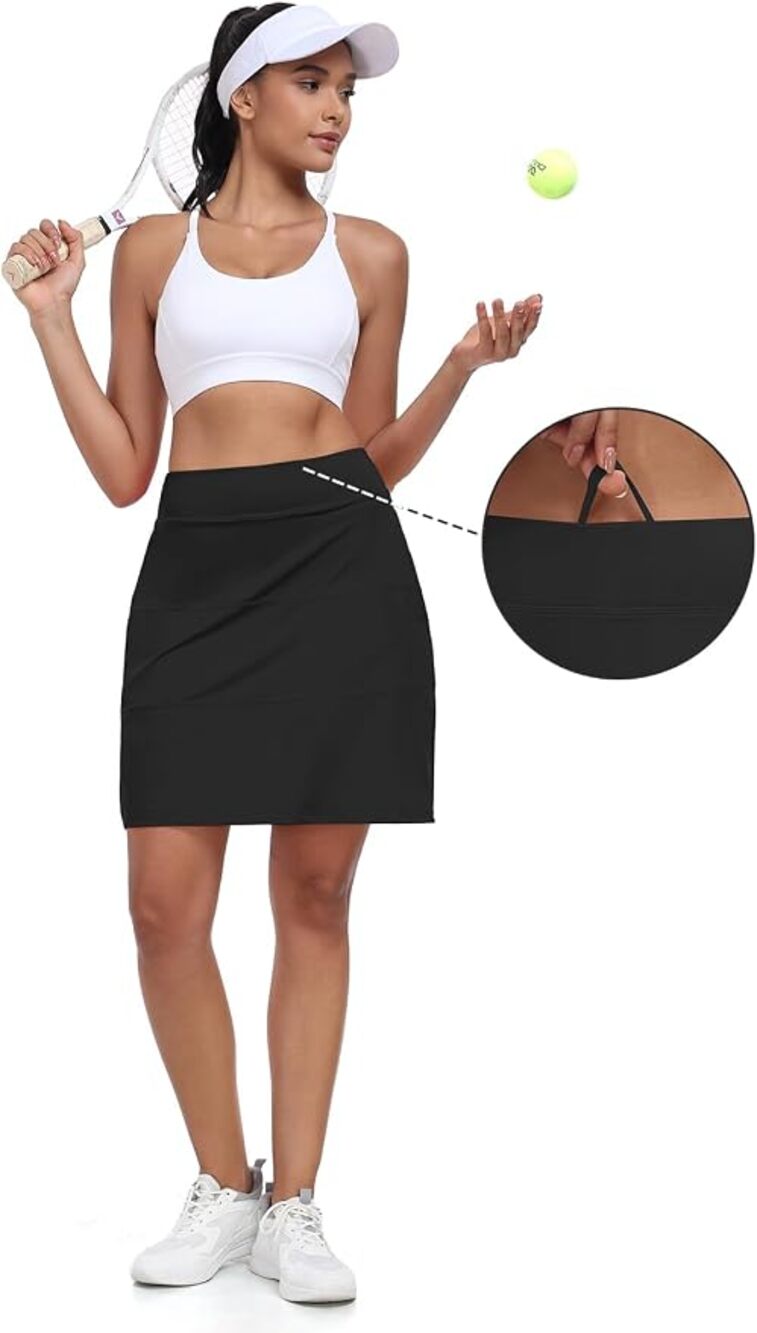 KORALHY Pleated Back Tennis Skirts for Women 20" High Waist Athletic Skorts